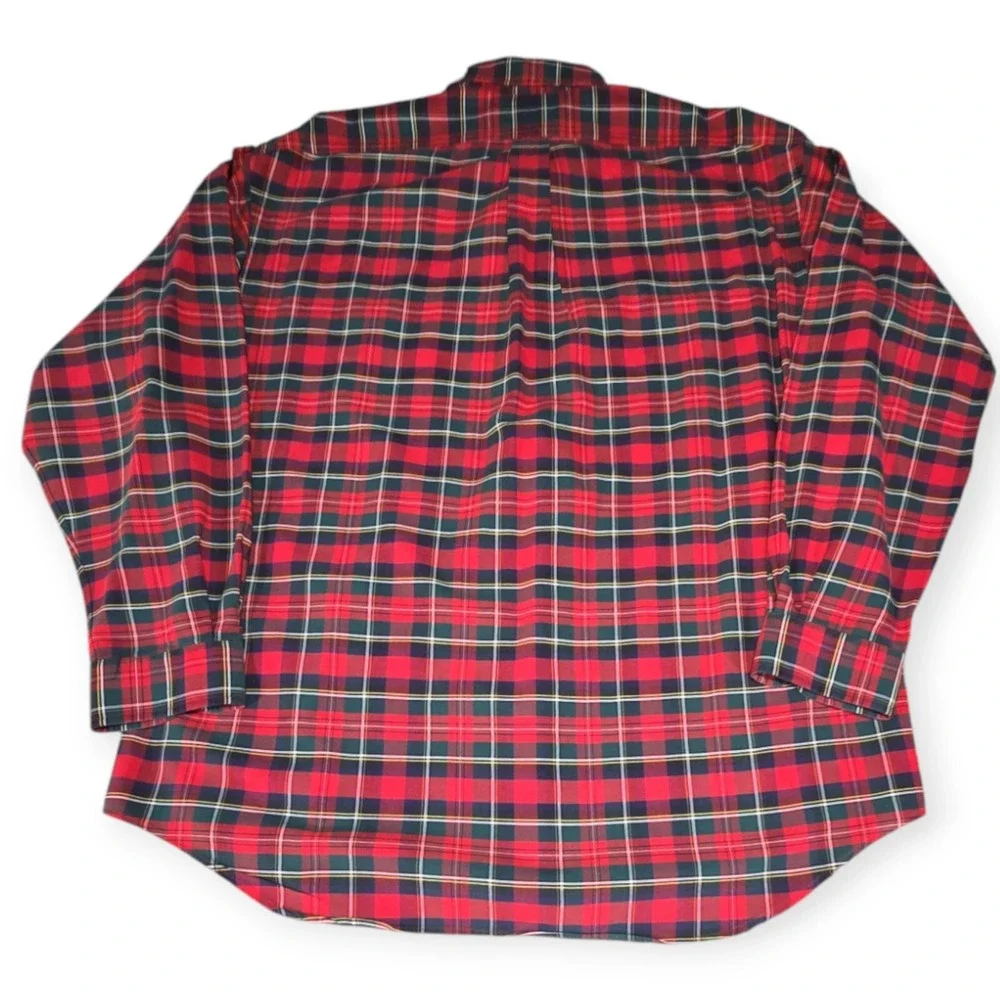 VTG Ralph Lauren Men's Oversized Oxford Big Shirt Pocket Pony RGB Tartan Plaid L